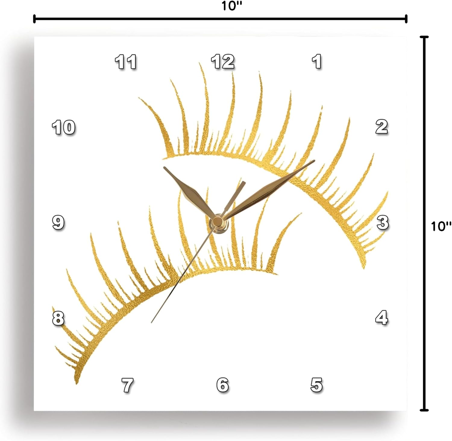 3dRose Wall Clock - Image of Glitzy Glam Gold Girly Eyelashes - 10 by 10-inches (DPP_274276_1)