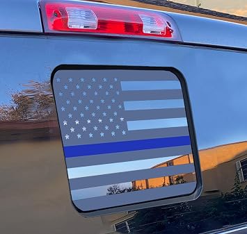 Xinghe for 2015-2025 2026 Ford F150 F250 F350, Rear Middle Window Navy American Flag Decals, Matte Black USA Flag Decal for Truck Back Window, Waterproof Vinyl, Durable and Easy Remove Truck Decal