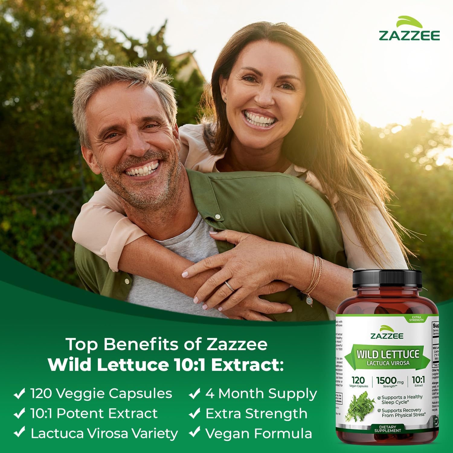 Zazzee Extra Strength Wild Lettuce 10:1 Extract, 120 Vegan Capsules — Amazon image 3