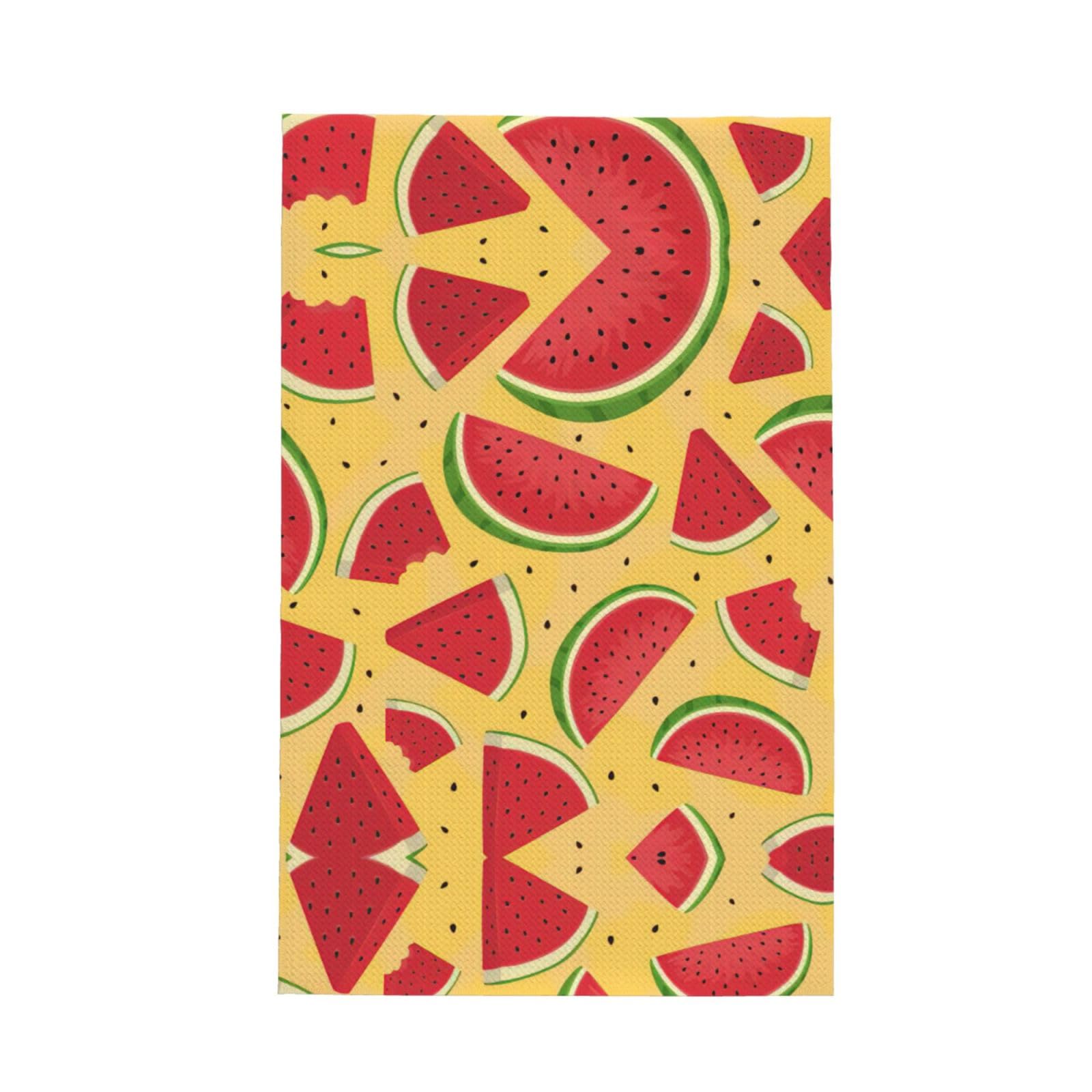 XXahnbm Yellow And Watermelons Print Waffle Kitchen Towel,Absorbent Hand Towel