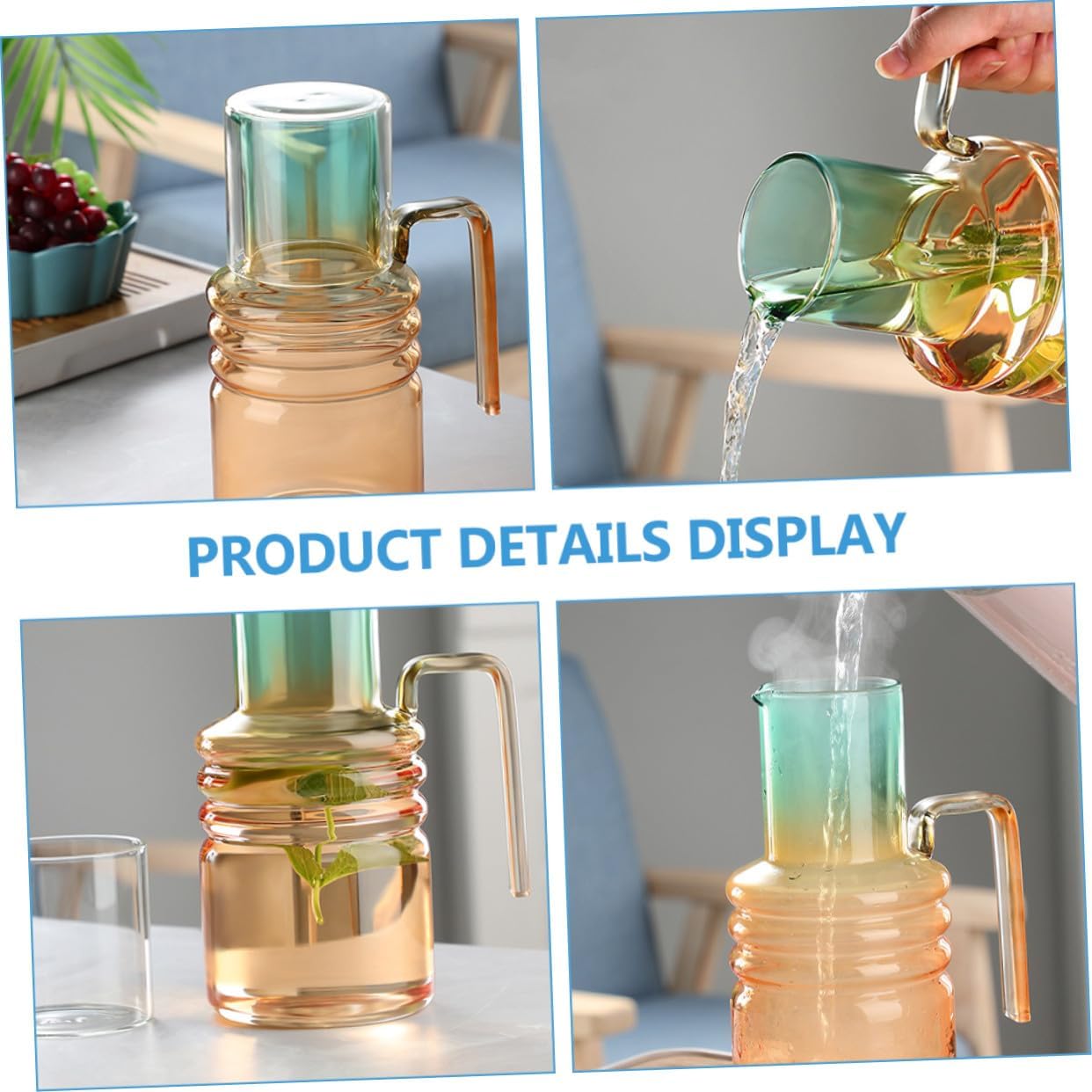 Gradient Tone Water Pitcher Multipurpose Cold and Hot Beverage Carafe for Home Party Kitchen Clear Glass Milk and Juice Container Versatile Drink Server for Banquets and Hotels