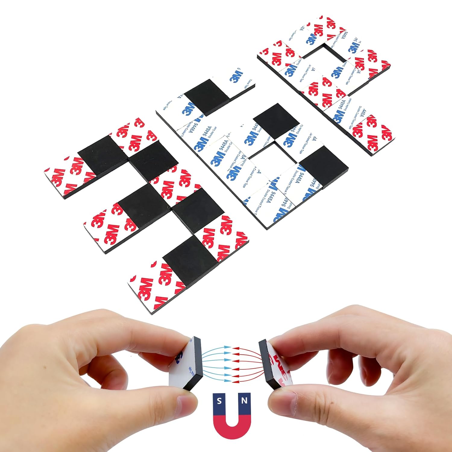 Thickend A + B Magnetic Tape with Adhesive Backing, (1"x1" x 36Pack) Square a b Magnet Paired to Use, Flexible Magnet Dots Sticky for Crafts 25mmx25mm (Thick 0.16"/ 4mm), (36Pack=18 Pairs) AB Magnet 25x25x4mm-36Pcs