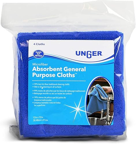 Miniatura 7 de Unger Paños de microfibra multiusos de 12 x 12 pulgadas, paquete de 4, toallas de limpieza en seco y húmedo para cocina, muebles, electrodomésticos,