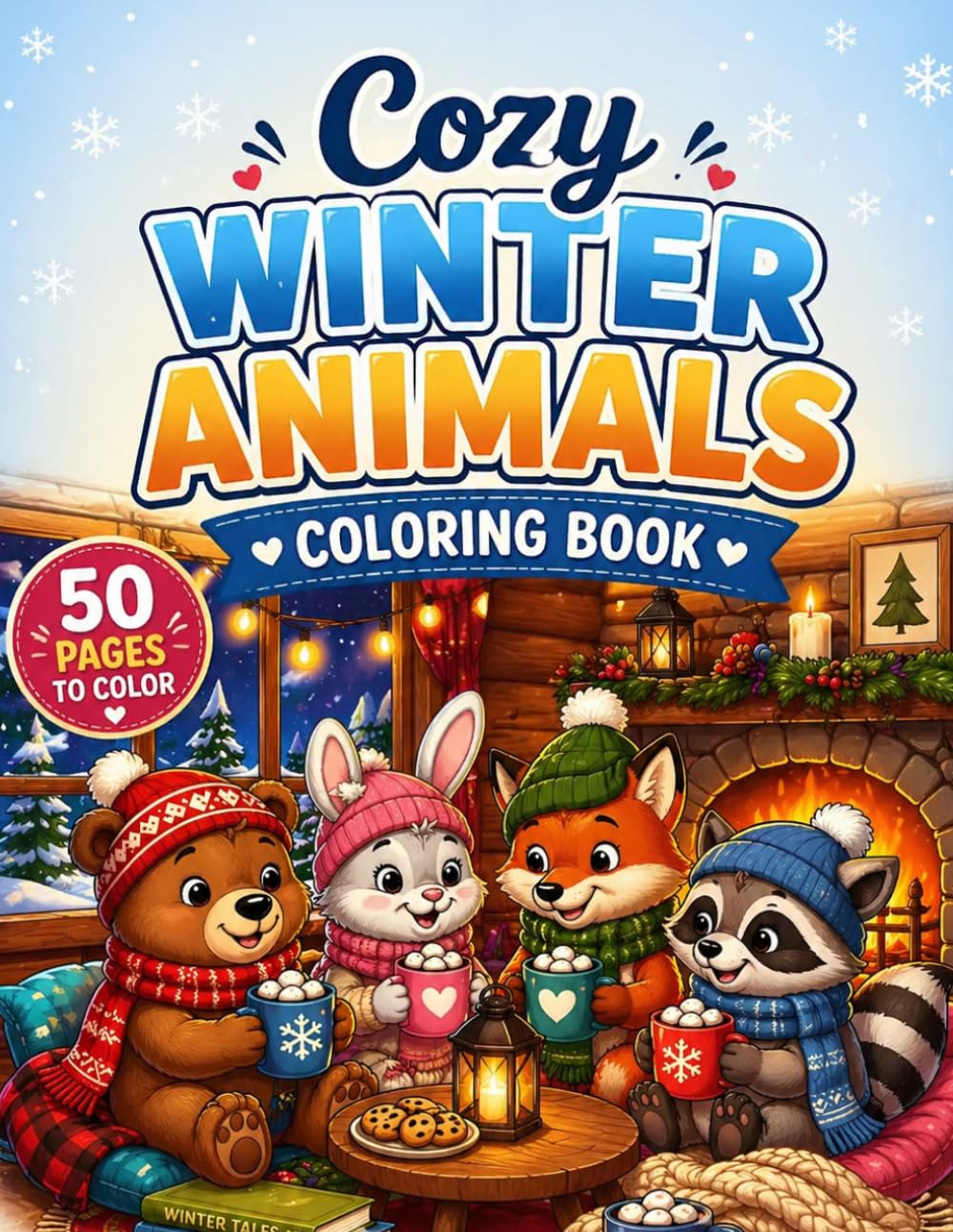 Cozy Winter Animals Coloring Book: Adorable Snowy Forest Scenes with Bunnies, Foxes, Deer, Otters, Bears, and Cuddly Woodland Creatures for Kids and Adults