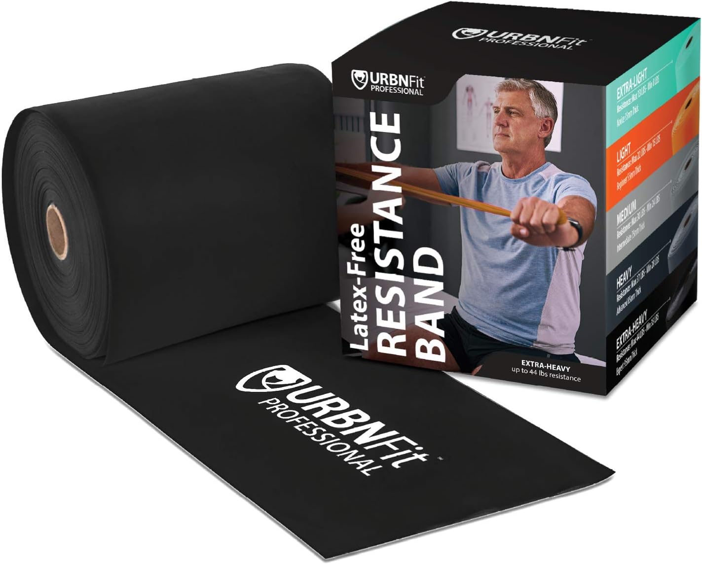 URBNFit Professional Resistance Bands - 25 Yards (75ft) Latex-Free Elastic Exercise Fitness Band Roll - No Scent, No Powder - Perfect for Physical Therapy & Rehab, Yoga, Pilates