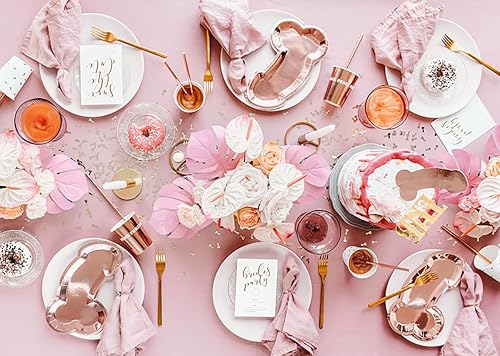 Miniatura 6 de Decoraciones de despedida de soltera 25 placas de papel desechables de oro rosa, platos de papel resistentes de 10 x 6 pulgadas, suministros de