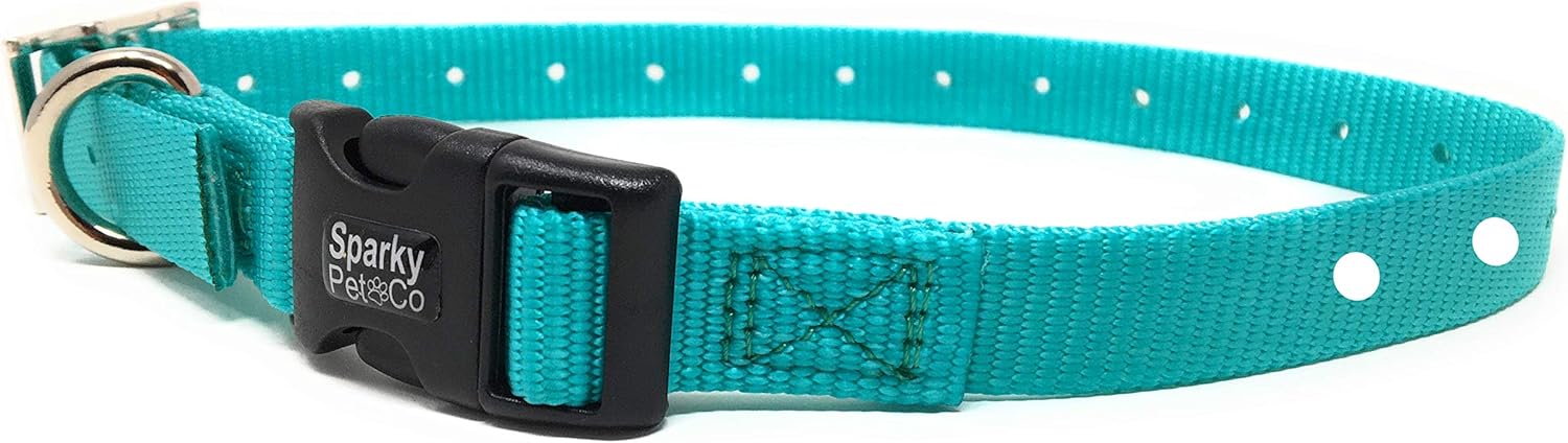 Sparky Pet Co - ECollar Replacement Strap - Double Buckle Dog Collar - Rugged Nylon - Adjustable - D Ring - Quick Release Metal Clasp - for Invisible Fence 2 Hole (1.25") Receiver Collar