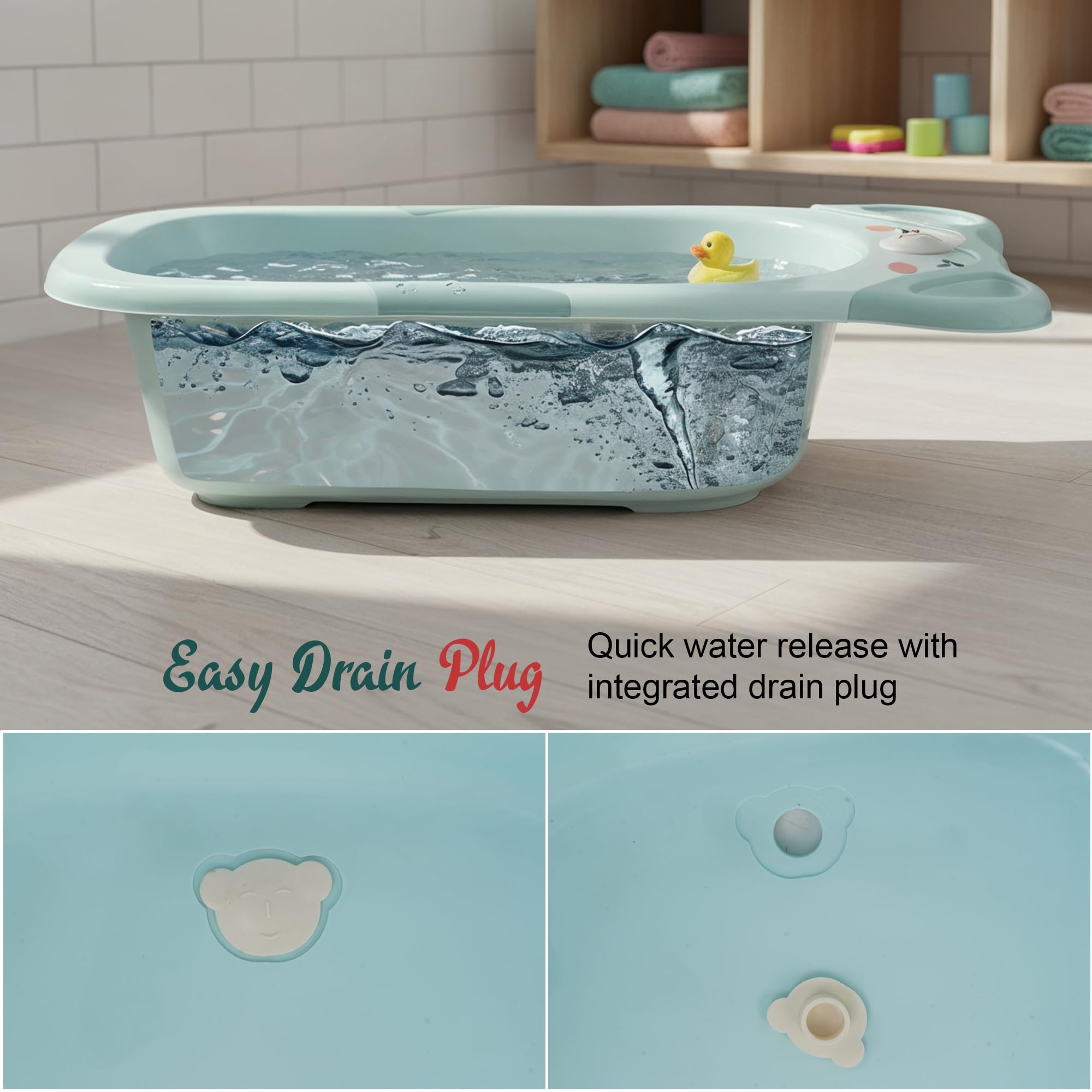 Baybee lora 2 in 1 Baby Bath Tub Seat for Kids | Portable Bathing Tub for Babies with Soap Tray | Anti Slip Baby Plastic Bath Chair | Multi-Purpose Bathtub for Baby Bather for 0 to 5 Years (Green) - Image 4 thumbnail