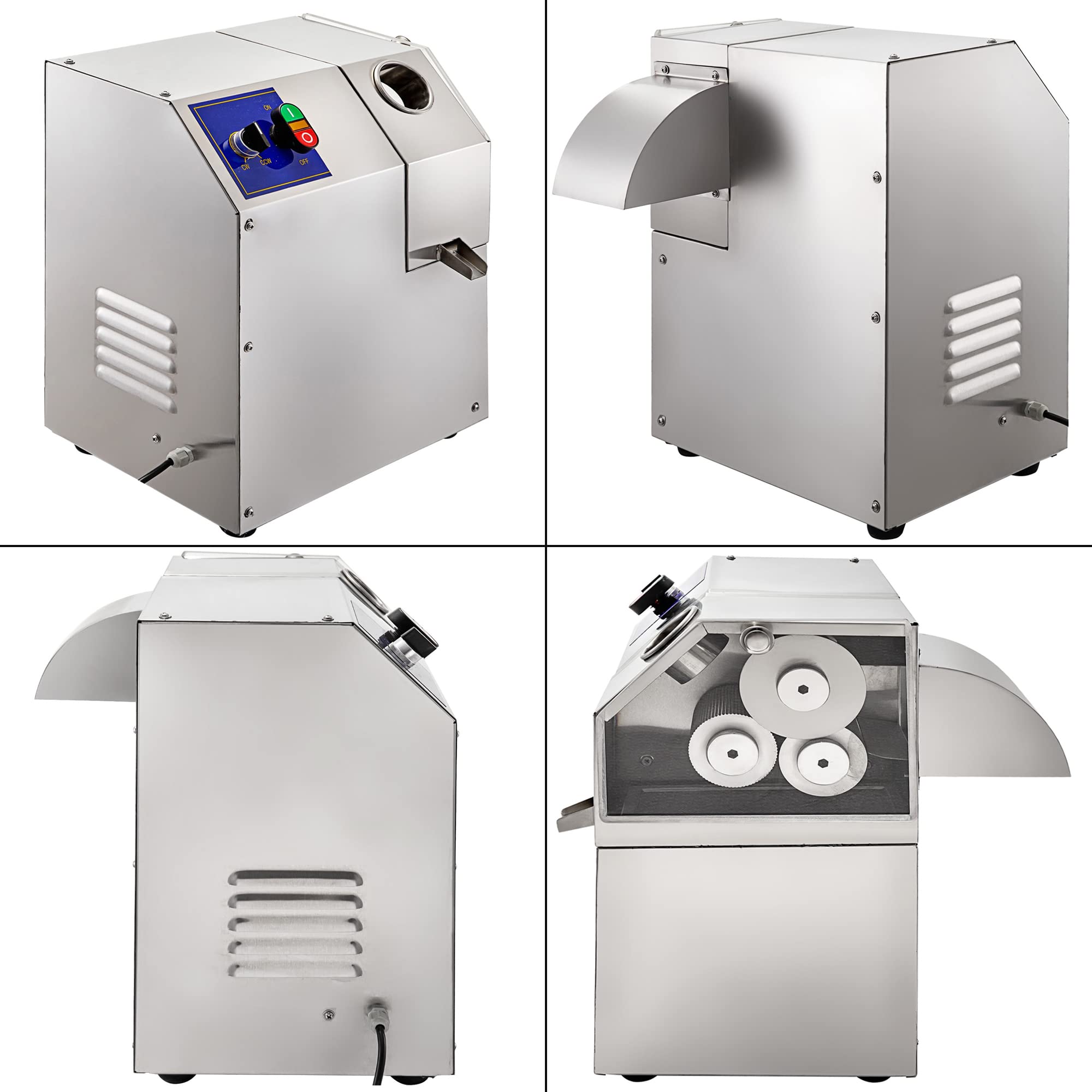 Estrattore di succo di canna da zucchero, pressa elettrica in acciaio inossidabile da 400 W con spremiagrumi a tre rulli per ristorante, macchina per succo di sorgo dolce, alta efficienza
