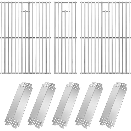 Hisencn Grill Parts for Home Depot Nexgrill 5 Burner 720-0882A, Stainless Steel Heat Plates and Grill Grates, 16.9'' x 28.7'' Cooking Grates for Nexgrill 720-0882A Evolution Infrared Plus