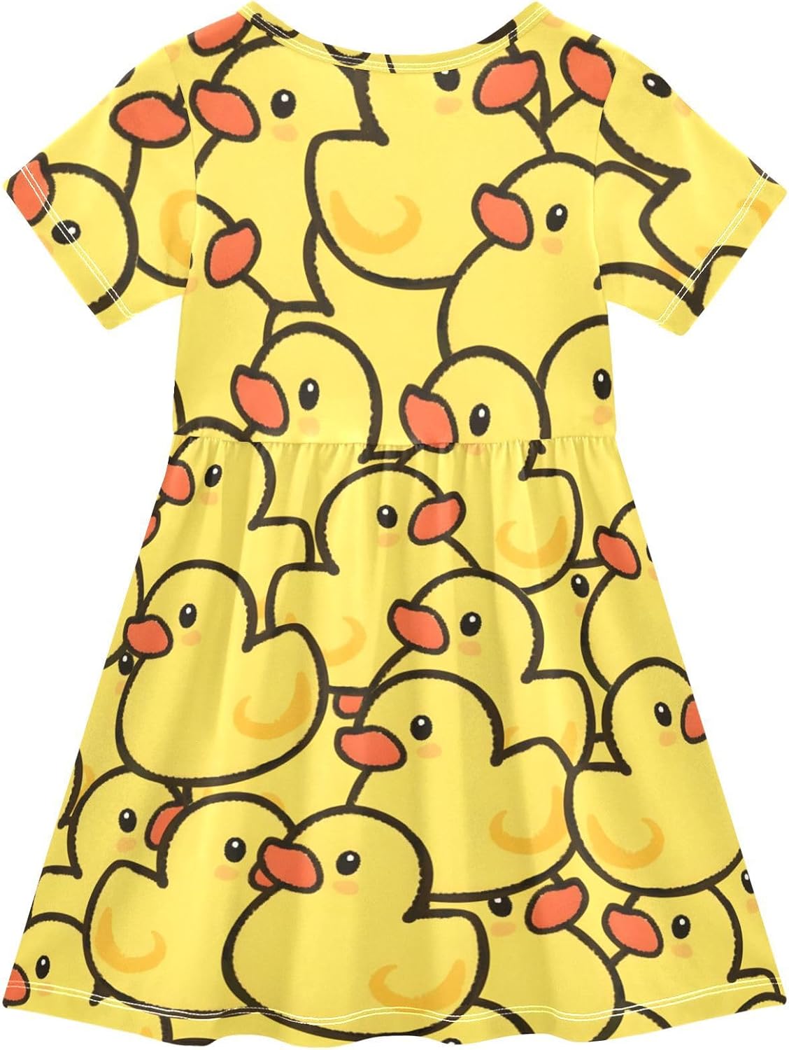 OREZI Girls' Summer Dress Short Sleeve Capybara Crown Heart Pattern Casual Dress Princess Dresses - Image 2