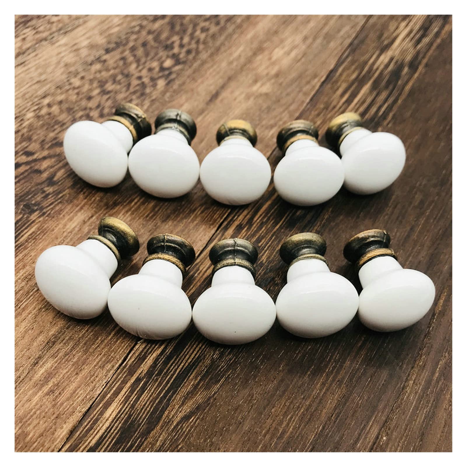 Maniglia della serratura della porta Confezione da 10 White Button Shape Forma Maniglie da cucina Pull Drawer Manopole Ceramica Porta in ceramica Armadio Armadio porta manopola Funiture Decor hardware