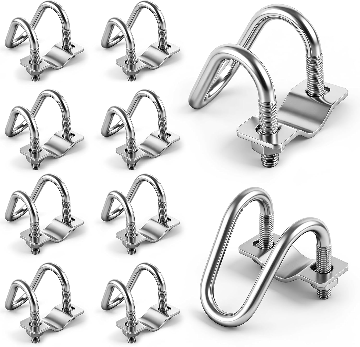 30 Pack Cross Pipe Clamp for 3/4 EMT Conduit, U-shaped Screw Bolt Crossover Clamps, Galvanized Vertical Pipe Clip Connector for Greenhouse, Hoop House, Canopy, Farm, Fence