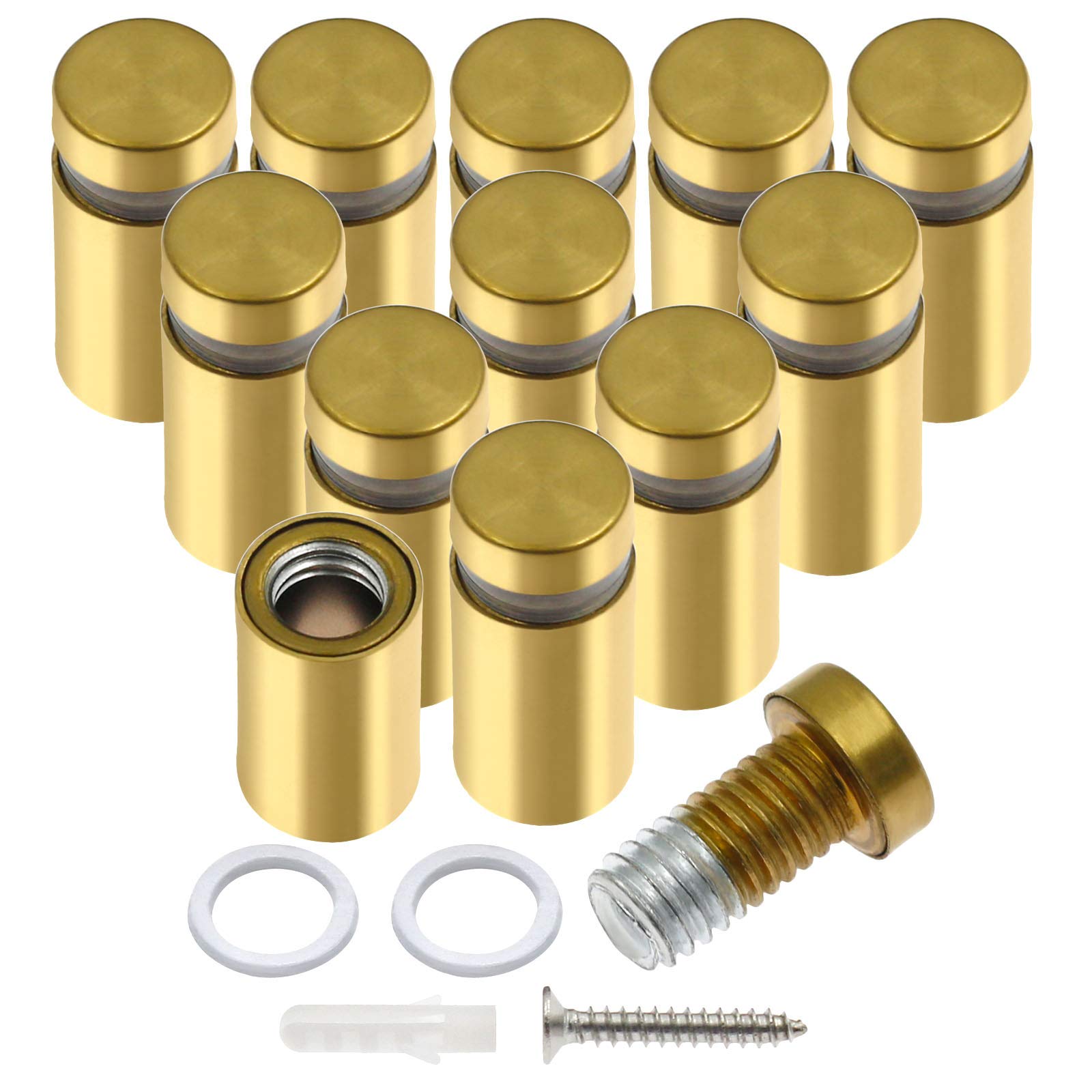 Luomorgo Stainless Steel Standoff Screws, 1/2" x 1", Gold, 12 Pcs