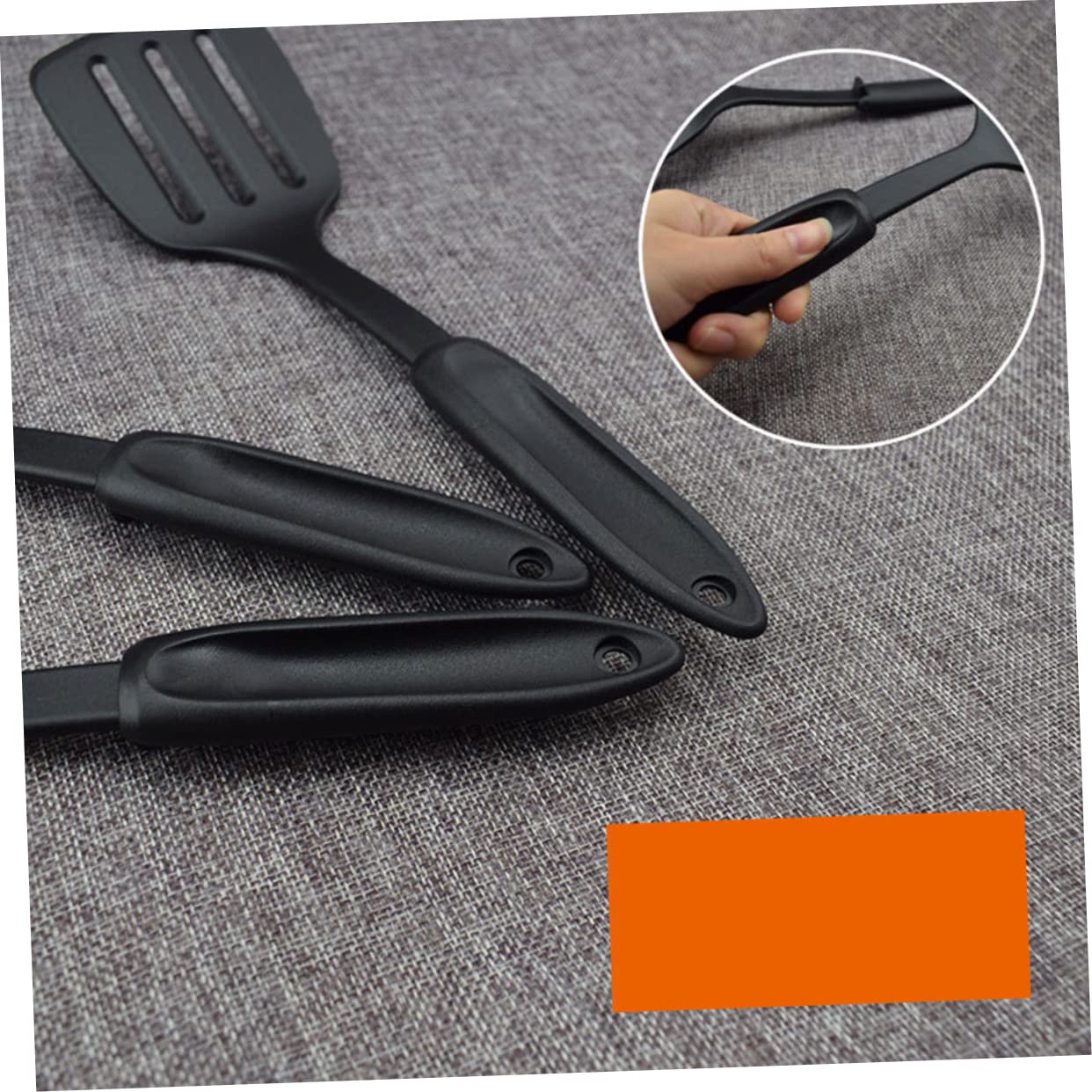 CONGARTENO Non Stick Plastic Slotted Turner with Ergonomic Handle Heat Resistant Kitchen Utensil for Cooking for Home and Restaurant Use Black