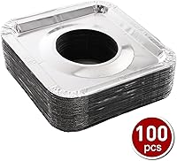 Vista 3 de ZEAYEA 100 Pack Aluminum Foil Stove Burner Covers, 8.5" Square Disposable Gas Burner Liner, Gas Range Protector Bibs for keep Gas Range Clean