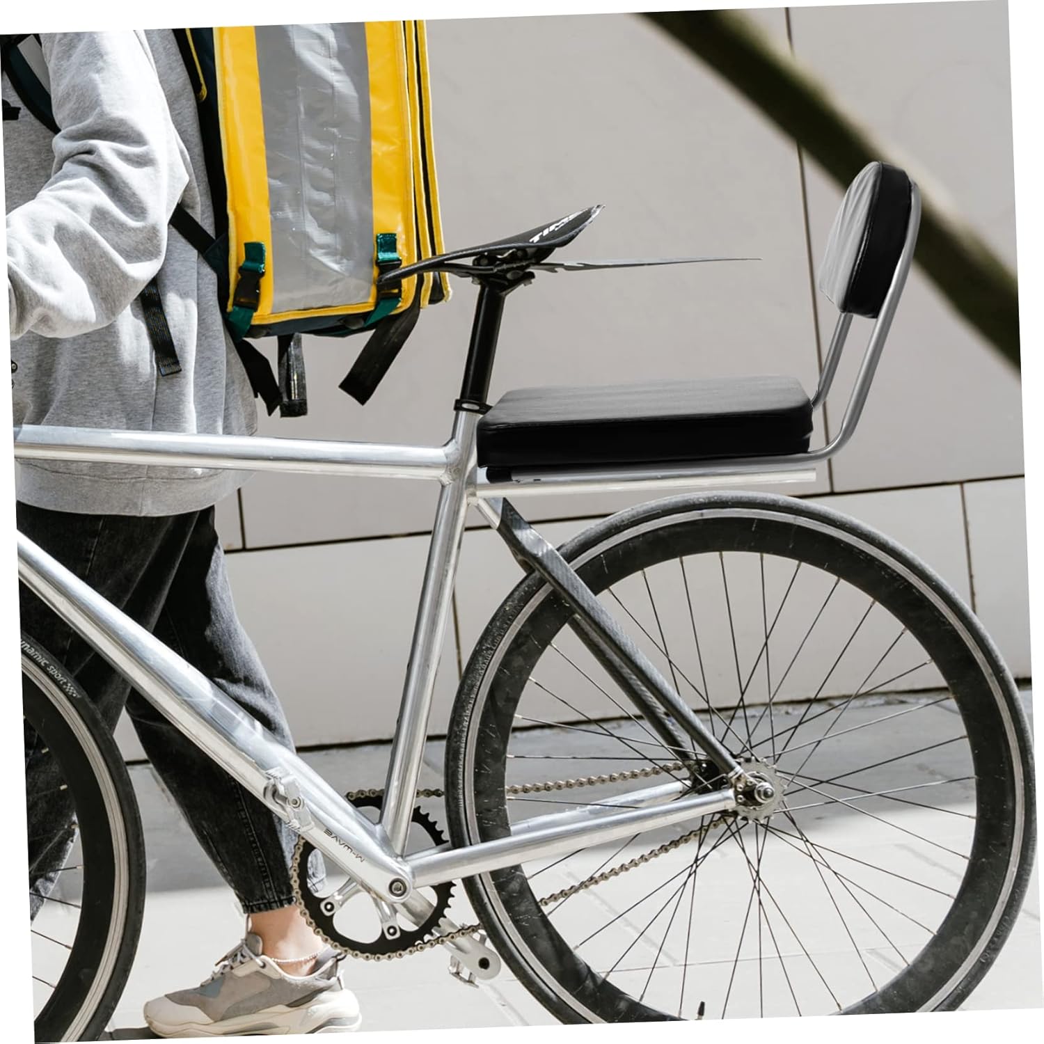 BESPORTBLE Bike Backseat Cushion with Thick Padded Backrest Non Slip Sponge and Steel Frame Comfortable Rear Bike Seat for Adult Safety and Long Ride Support