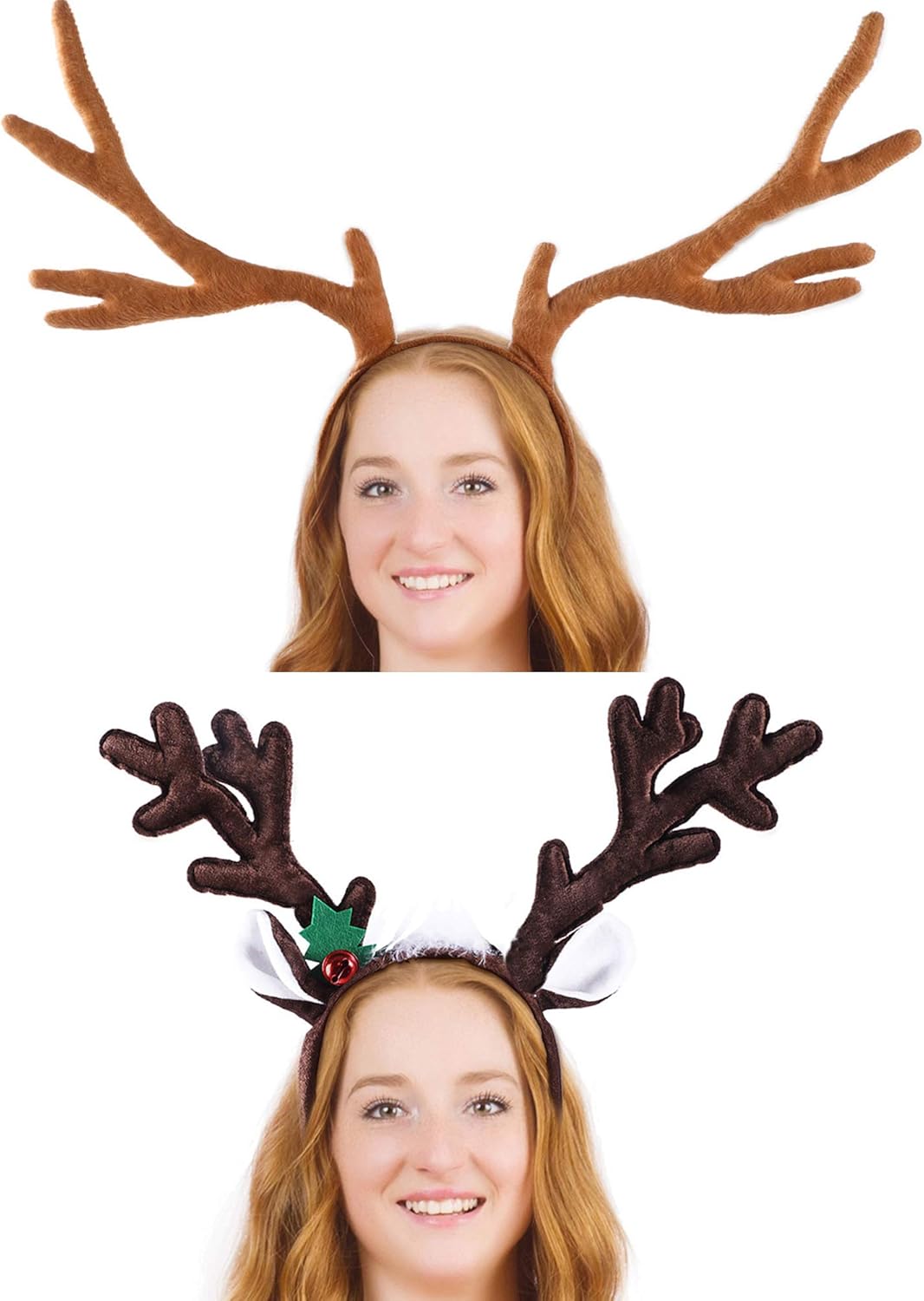 2 Pieces Christmas Reindeer Headband Antlers Hairband Headwear Accessories for Christmas Party Decoration, 2 Styles (Dark Brown, Light Brown) : Clothing, Shoes & Jewelry