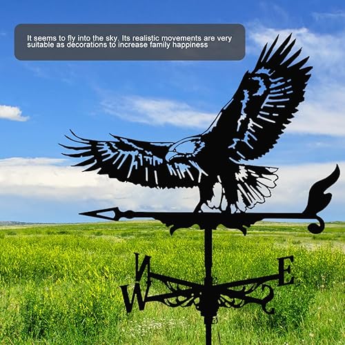 Miniatura 6 de Veleta de metal de 26 pulgadas, dirección del viento, hechicera y gato, veleta retro de bruja, hierro inoxidable, indicador de dirección del viento,