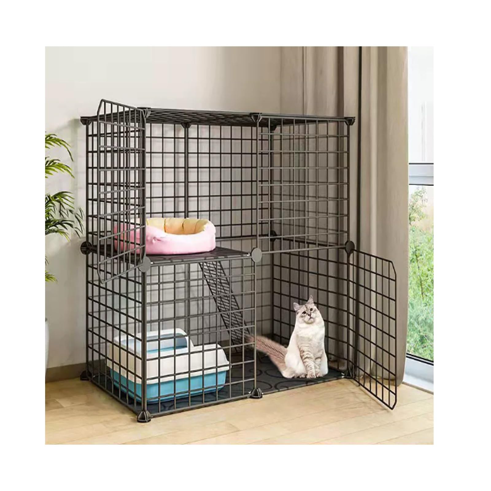 Cage pour chat pliable intérieur extérieur - Grand enclos métallique amovible