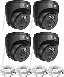 ZOSI C220 4Pack 4MP 2.5K QHD Add-On PoE IP Camera Outdoor, 1440p Surveillance Outdoor Camera to Home Security System, Only Work with ZOSI PoE NVR, 100ft Night Vision, AI Human Detection, One-Way Audio asin的图片