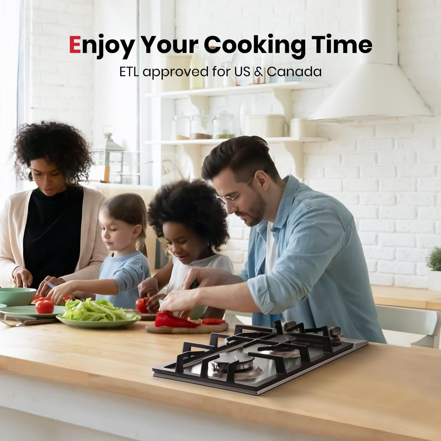 GASLAND 12 Inch Gas Cooktop 2 Burners GH30SFA Built-in Propane Stainless Steel Stove Top with Thermocouple Protection, LPG/NG Convertible Dual Fuel Natural Gas Hob, Stainless Steel