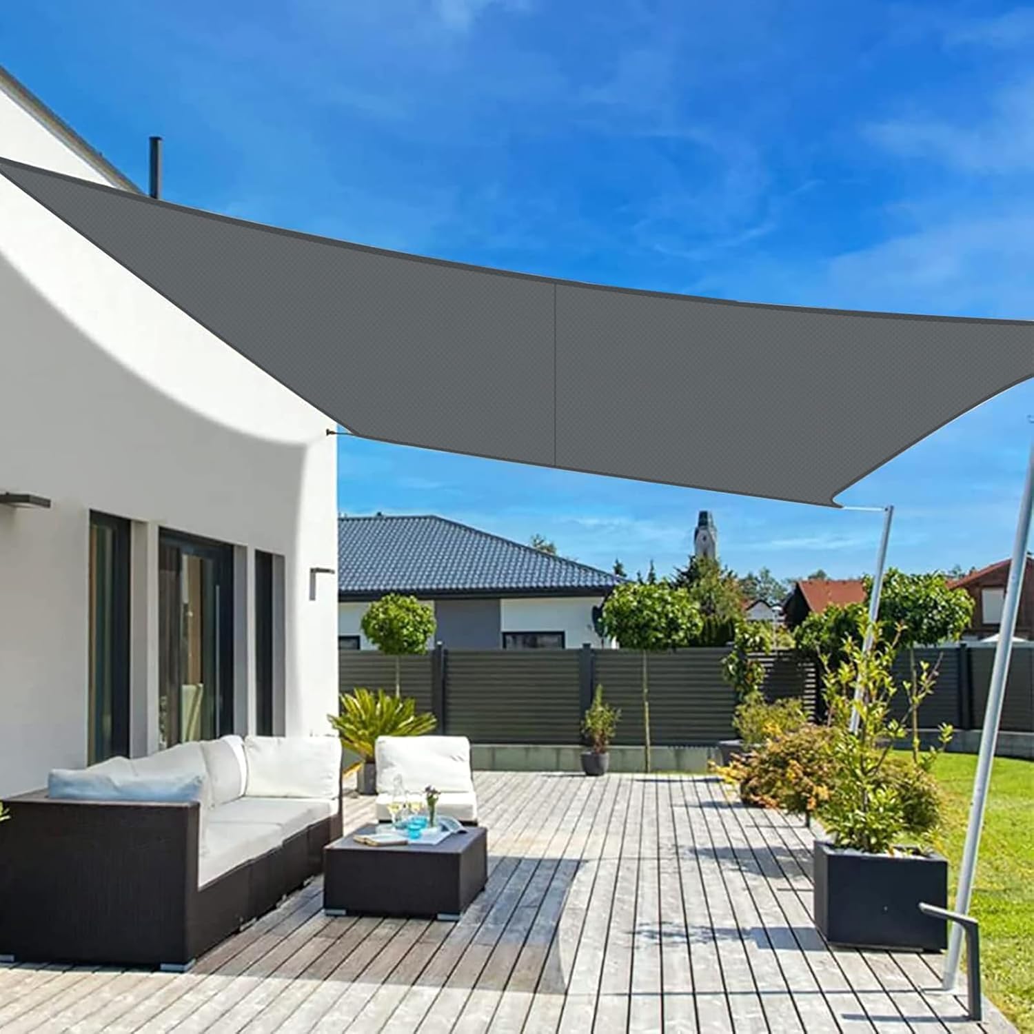 Voile d'ombrage imperméable 3x4m avec protection UV 95% couleur anthracite