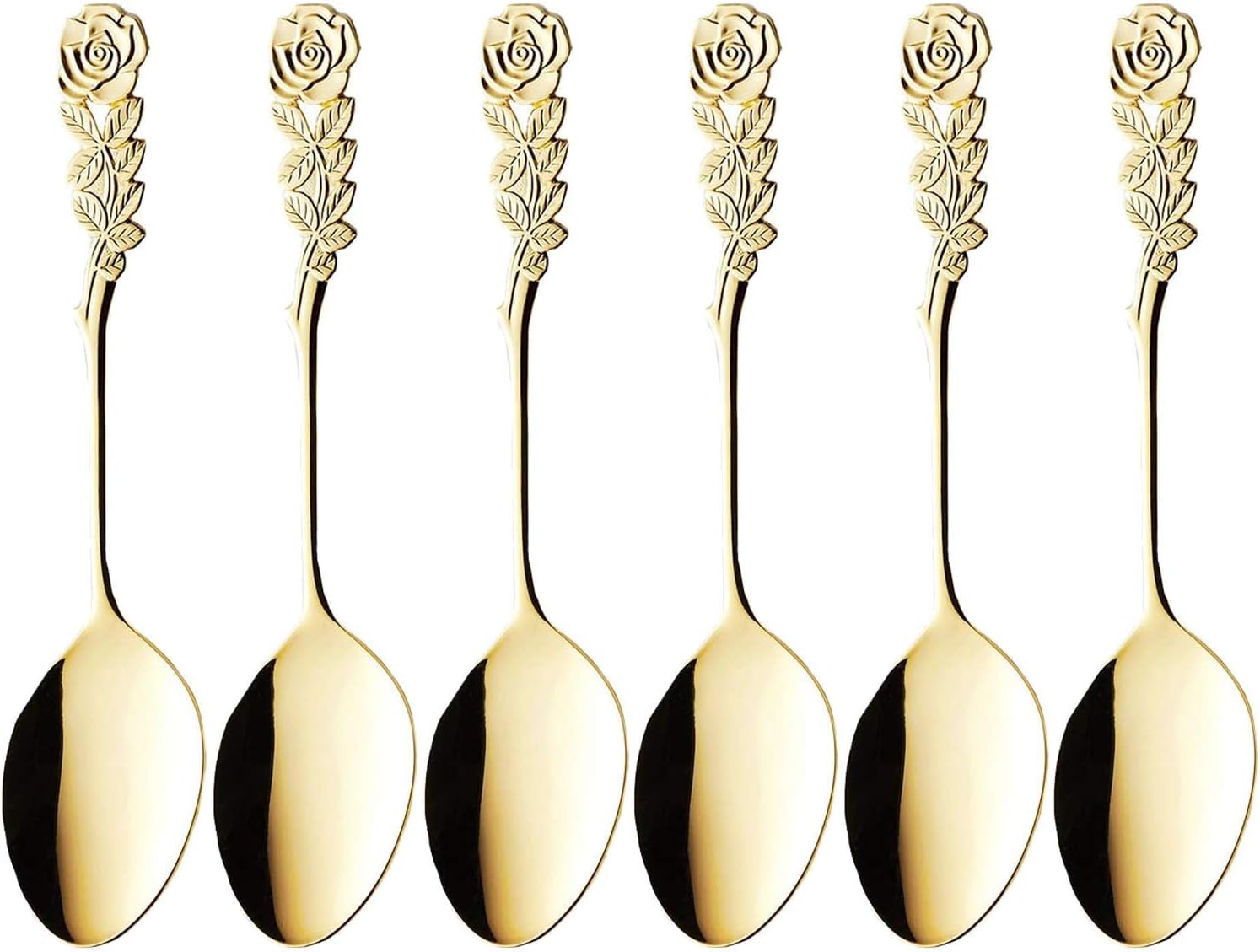 Takakuwa Metal 519330 Rose Cutlery, Gold, Dessert Spoon, Set of 6