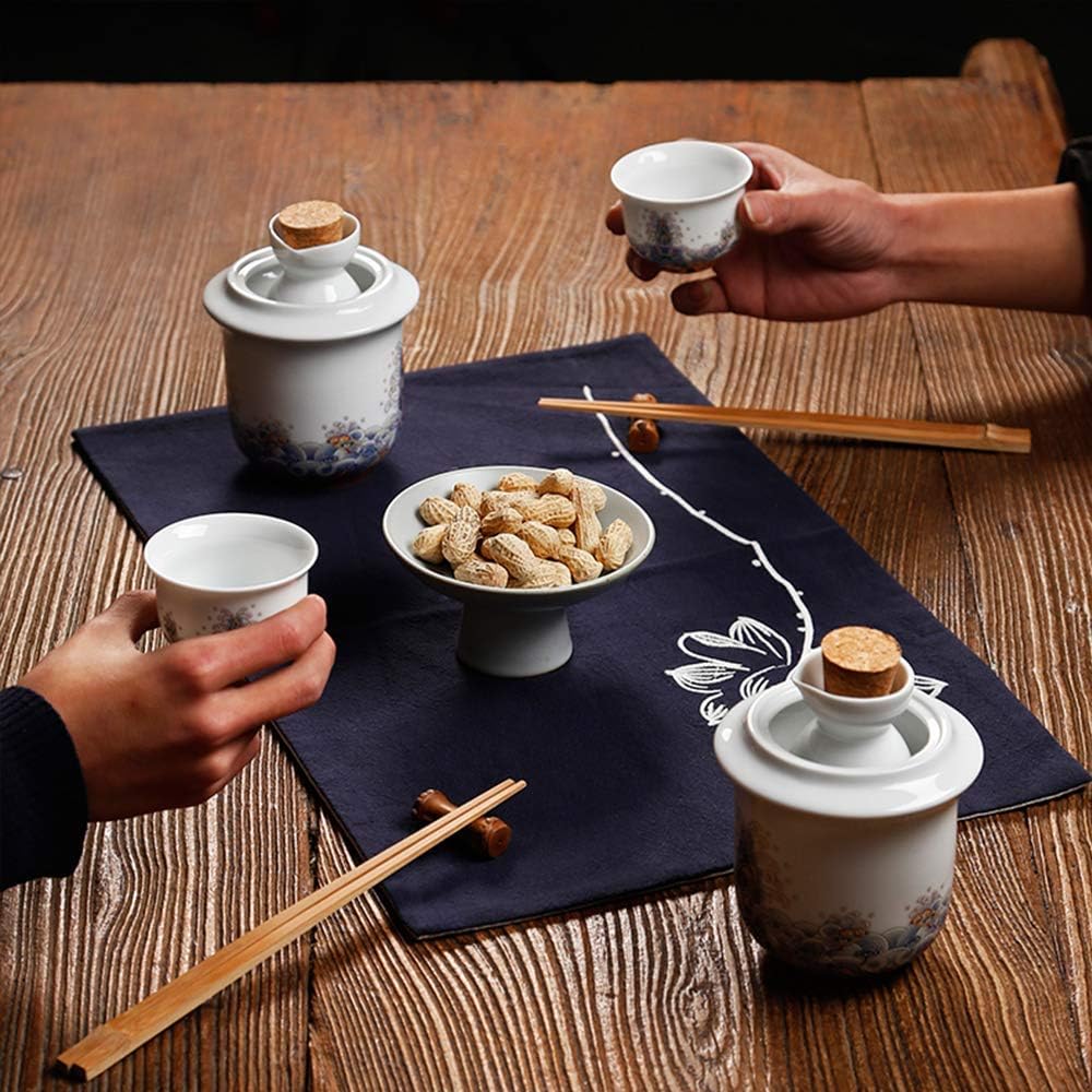 6-Piece Sake Set, Multicolor Glaze Texture Ceramic Sake Cups with Warming Pot, Crafts Wine Glasses, for Cold/Warm/Shochu/Tea Best Gift for Family and Friends-Combination Sets