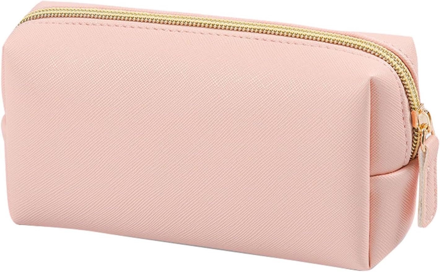 Toiletry Bag for Women, PU Leather Portable Waterproof Cute Makeup Bag with Zipper,Makeup Bag Organizer,Durable Lightweight Solid Color Small Cosmetic Bag for Toiletries Skincare Accessories (Pink)