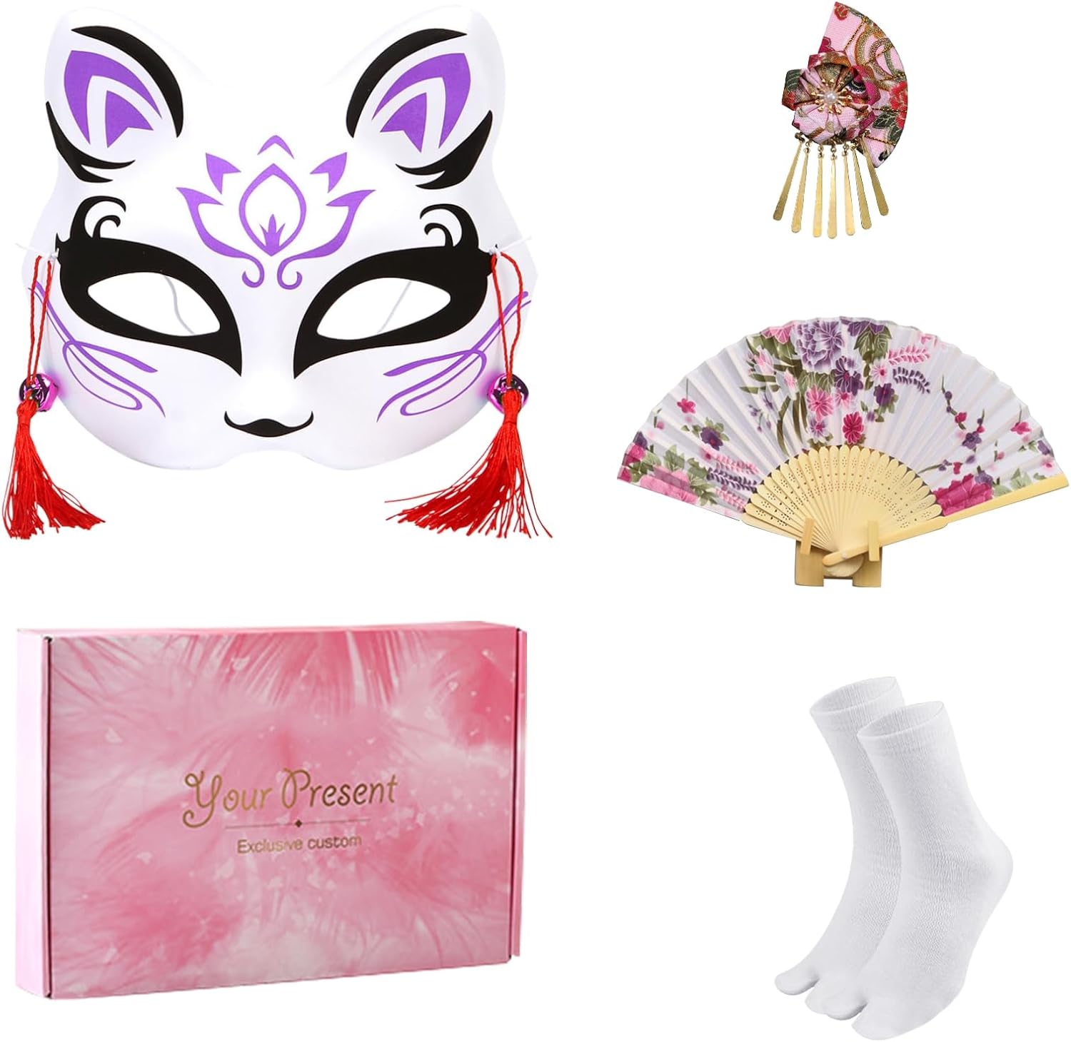 Kimonos for Women Japanese Dress Yukata Geisha Costume Fancy Robe Anime Cosplay Maid Outfit Mask Hand Fan Socks Set