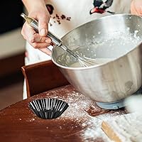 Vista 7 de Hemoton 12 moldes de acero al carbono de 2.93 pulgadas en forma de flor para huevos, mini tazas antiadherentes para hornear cupcakes, postres