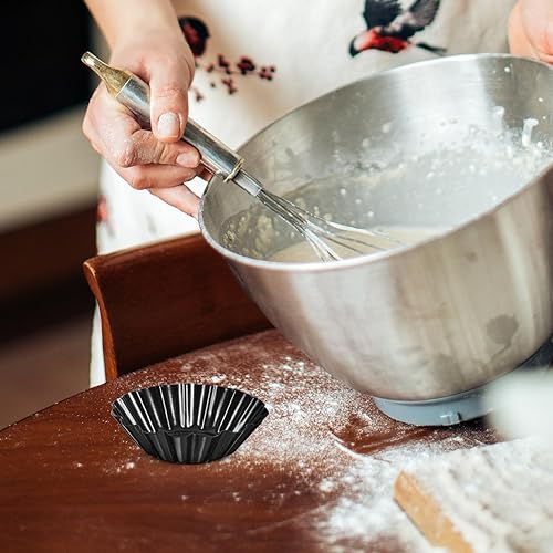 Miniatura 7 de Hemoton Juego de 12 moldes de acero al carbono para tartaletas de 2.95 pulgadas, moldes antiadherentes para hornear para pastelería y postres