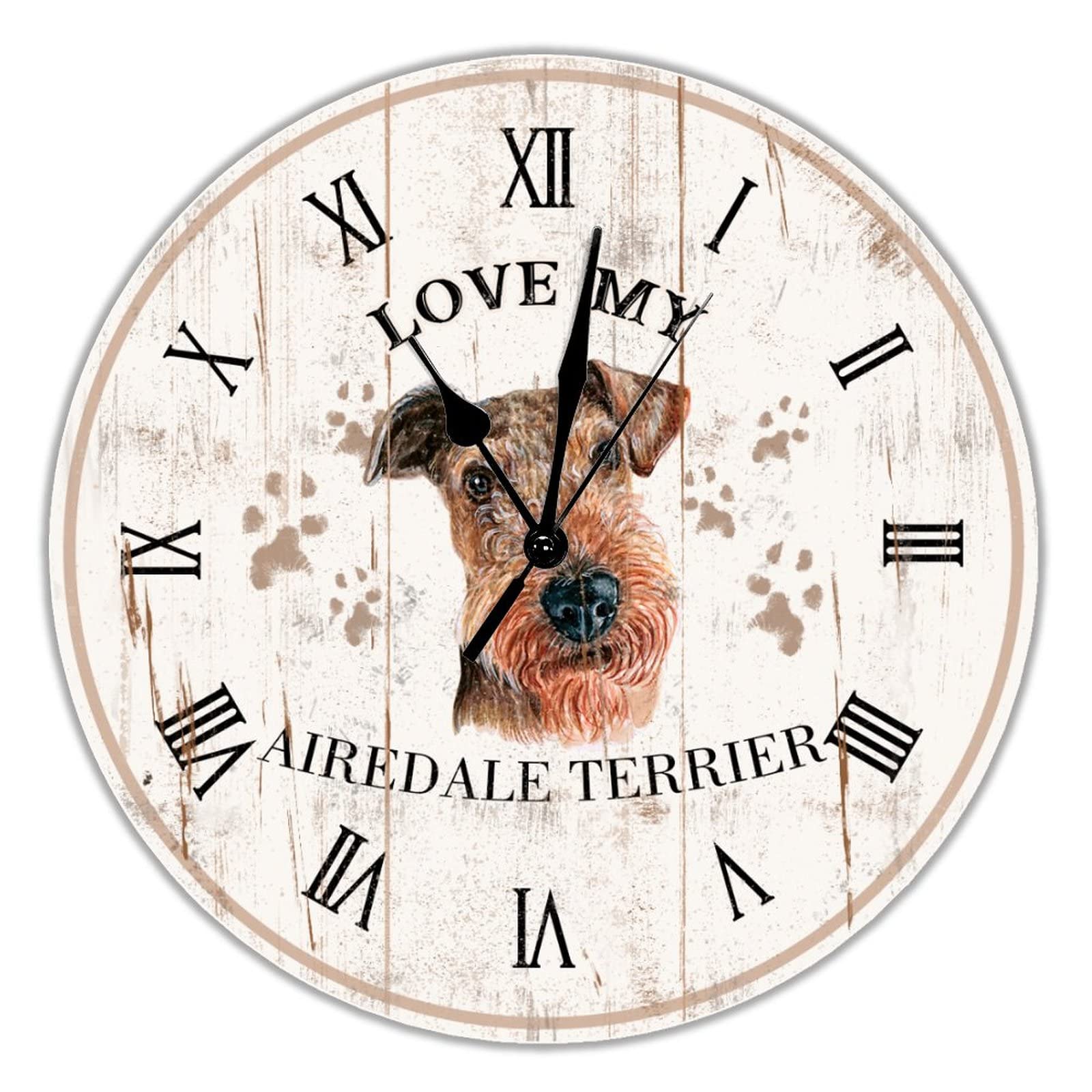 Horloge Airedale Terrier cadeau idéal en bois pour passionnés de chiens