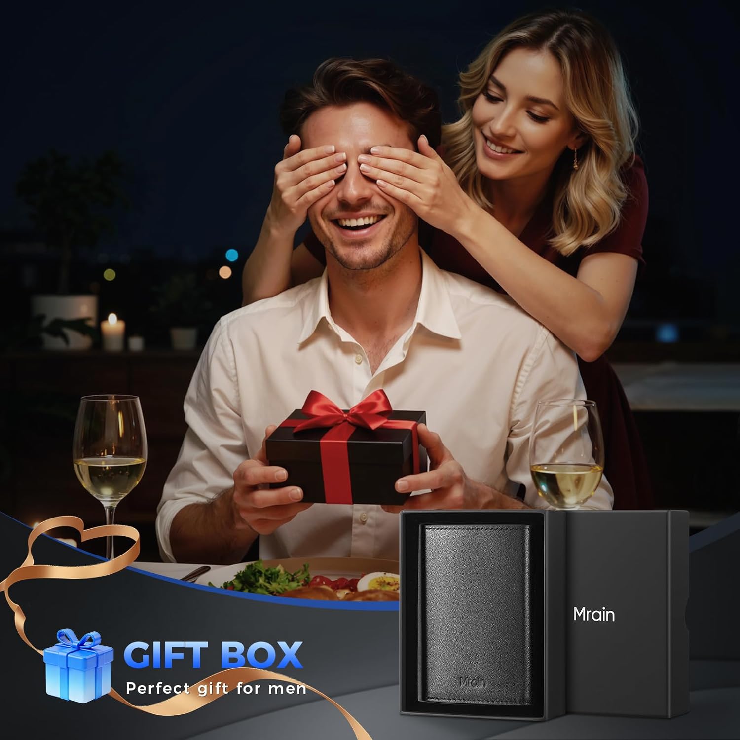 Mens Slim Minimalist Wallet Card Holder with Coin Pocket, Cash Slot, Magnetic Closure, Pop Up Aluminum Case, ID Window, Leather Wallet, RFID Blocking, 9-13 Card Capacity (Black) - Image 7