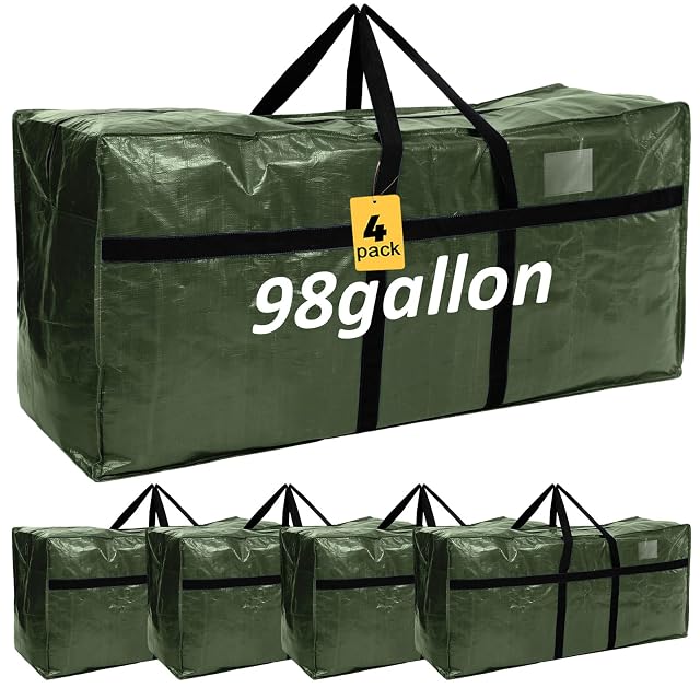 Windyun 4 Pack 98 Gallon Extra Large Moving Bags XXL Heavy Duty Storage Bag with Strong Zipper Handle