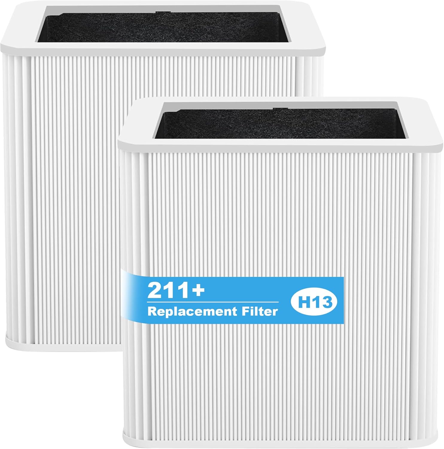 (2-Pack) 211+ Replacement Filter Compatible with Blue Pu-re 211+ Air Cleaner Purifier Series, 2 Stage Filtration System of H13 True HEPA and Activated Carbon Filter