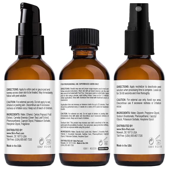 MedPeel Chemical Peel at Home Kit 50% AHA & Vitamin C Brightening | Essential Peel Kit, Includes Peel, Prep, Neutralizer, Medium Strength Professional Grade Chemical Face Peel, 1oz/30ml