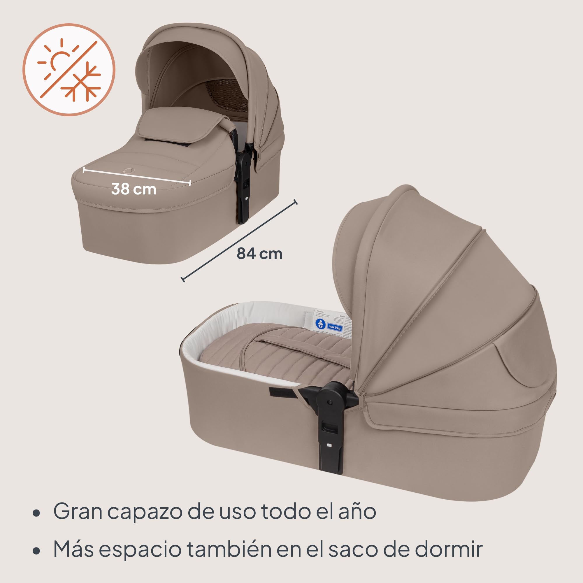 Lionelo Greet de Carrito Bebé 3 en 1 (0-4 años, 0-22 kg) | Capazo grande, Asiento Reversible, Estructura Ligera, Suspensión, Posición Reclinable, UPF50+
