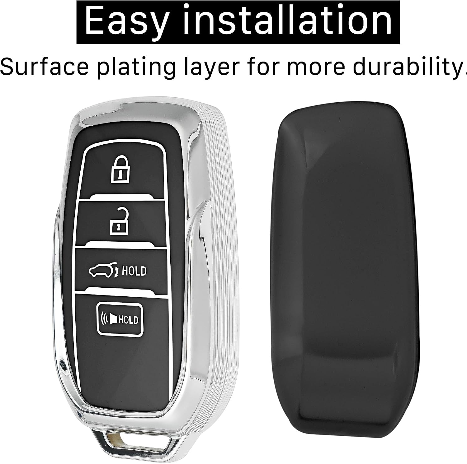 Kirsnda Key fob Cover Compatible with Toyota Venza RAV4 Highlander Sienna Fortuner Prius ect Smart Remote Key Accessories,TPU Protection Key Case, B Model-New Silver