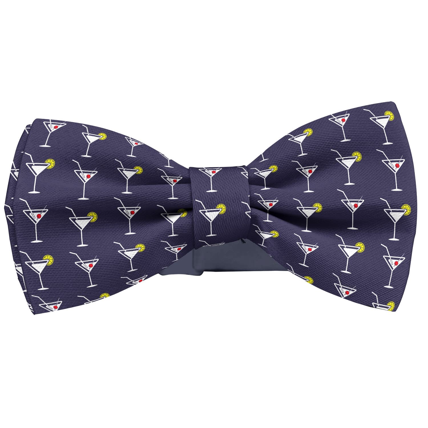 KAWAMOUSE Adjustable Pre-tied bow tie for Men (Martini Cocktail Glass On Pattern) Elegant Cute Bowties for Dogs Cats Pets