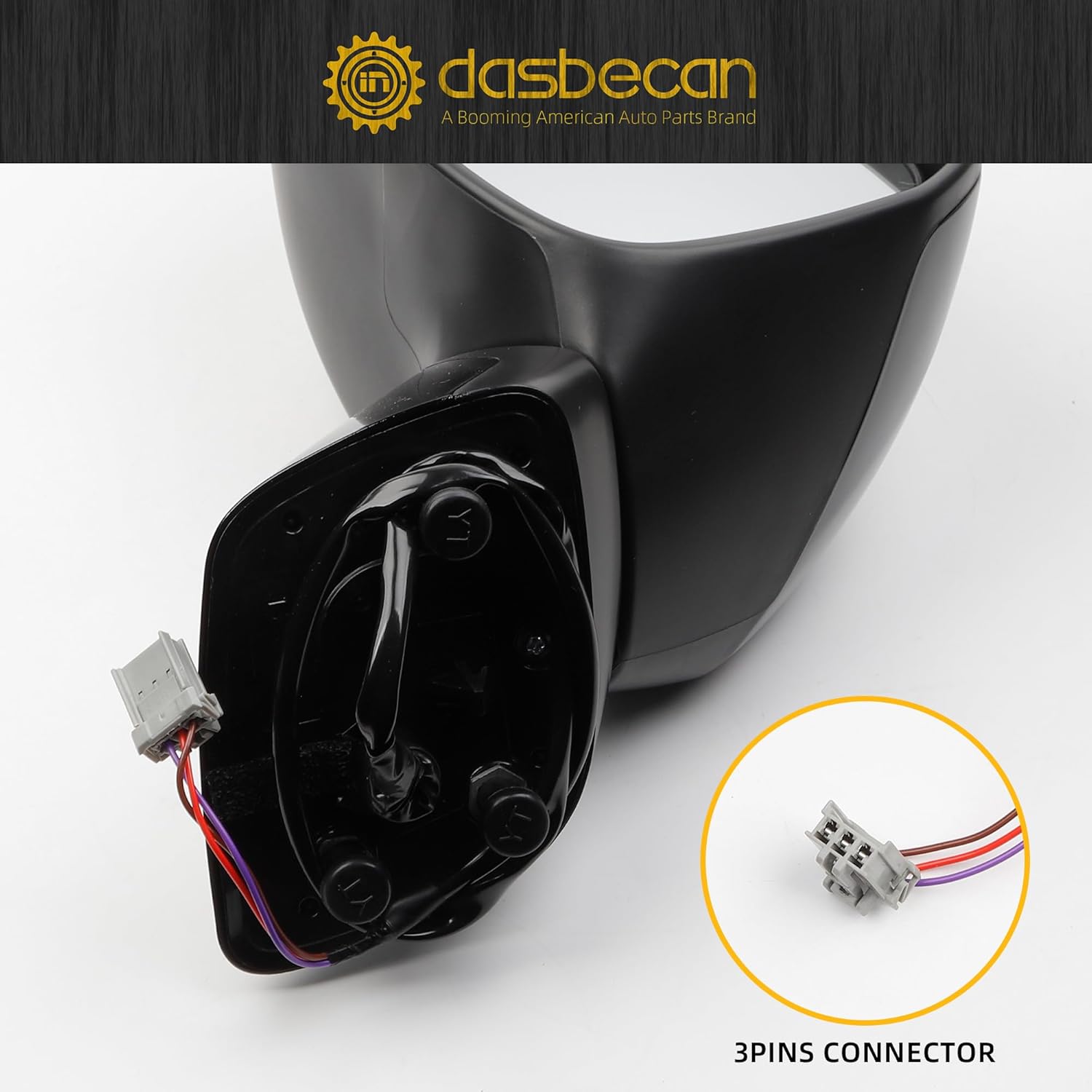 Dasbecan Left Driver Side Door Mirror Compatible with 2012-2015 Honda Civic Power Glass Manual Folding Replace# HO1320261, 76252TR0A01-PFM, 76258TR6C01-PFM,76251TR0A01ZD,76258TR3A01 Black 3PINS