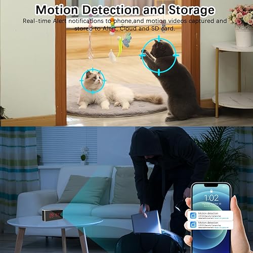 Miniatura 3 de Reloj de cámara Full HD 1080P inalámbrico con visión nocturna, cámara de seguridad interior con detección de movimiento, ultra gran angular de 160