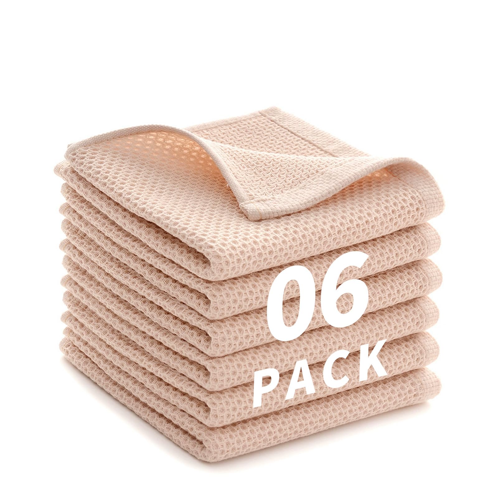 LikGuest Cotton Cleaning Cloths Soft Dish Towels Beige 30x30cm 6 PCS
