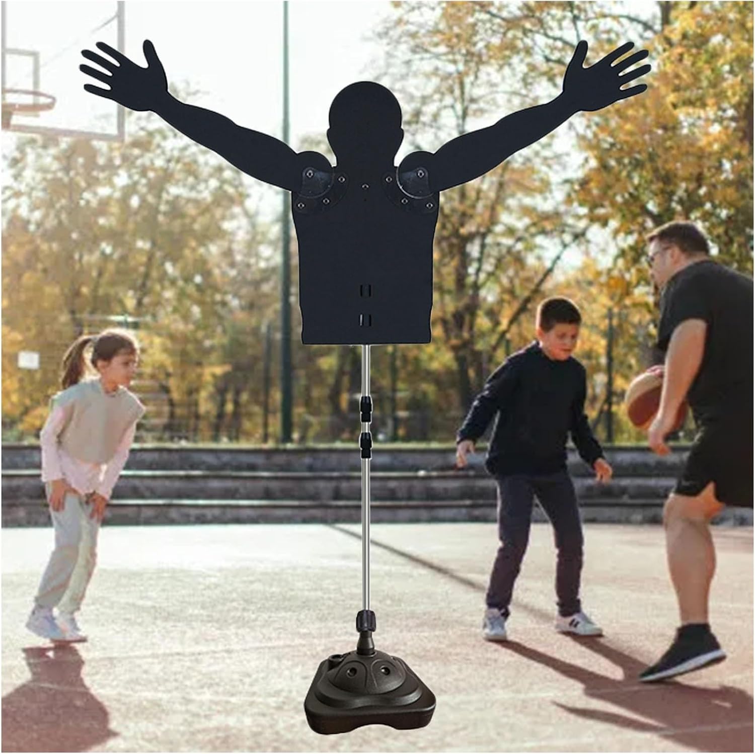 Portable Pro Defender Mannequin for Basketball, Adults Kids Shoot Dribble Practice Aid, Adjustable Arms & Height Sparring Partner (S)