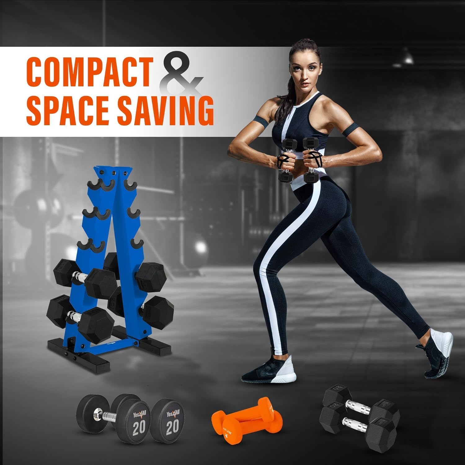 YES4ALL Dumbbell Rack Stand Only, 5 Tier A Frame Weight Rack for Dumbbells