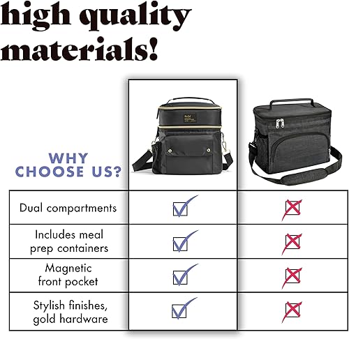 Miniatura 7 de Fit & Fresh Westminster - Lonchera aislada de doble compartimento para mujer, juego completo de almuerzo con 2 contenedores, bolsa térmica aislada