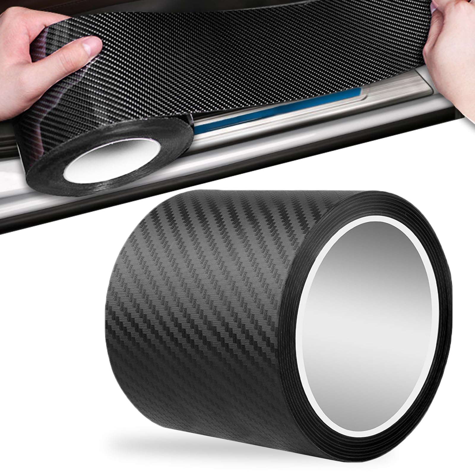 Pellicola Carbonio Adesiva,3 Meters X 10 CM Pellicola Adesiva Carbonio,Paraurti Per Auto Antigraffio,Fibra Di Carbonio Per Auto,Adesivo Carbonio Spesso per Porta, Bagagliaio, Carrozzeria