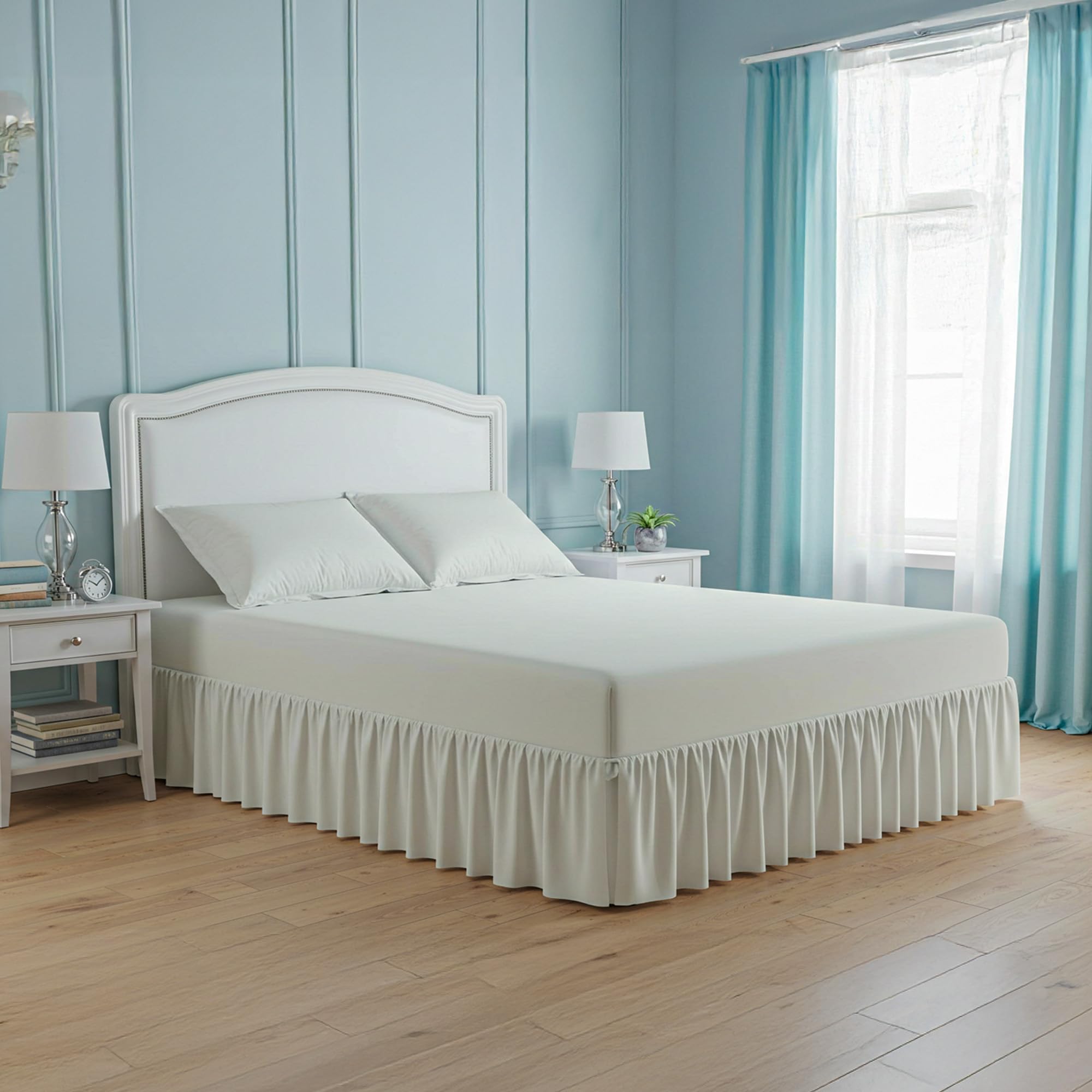 100% Egyptian Cotton Single Size Valance Sheet - Deep Fitted Sheet Single - 400 Thread Count Bed Sheet