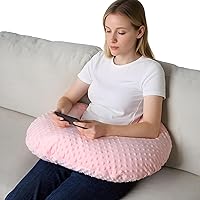 Rushanpeace U-Shaped Reading & Gaming Pillow with Armrest Support, Removable Washable Cover - Reduces Neck Strain (Pink)